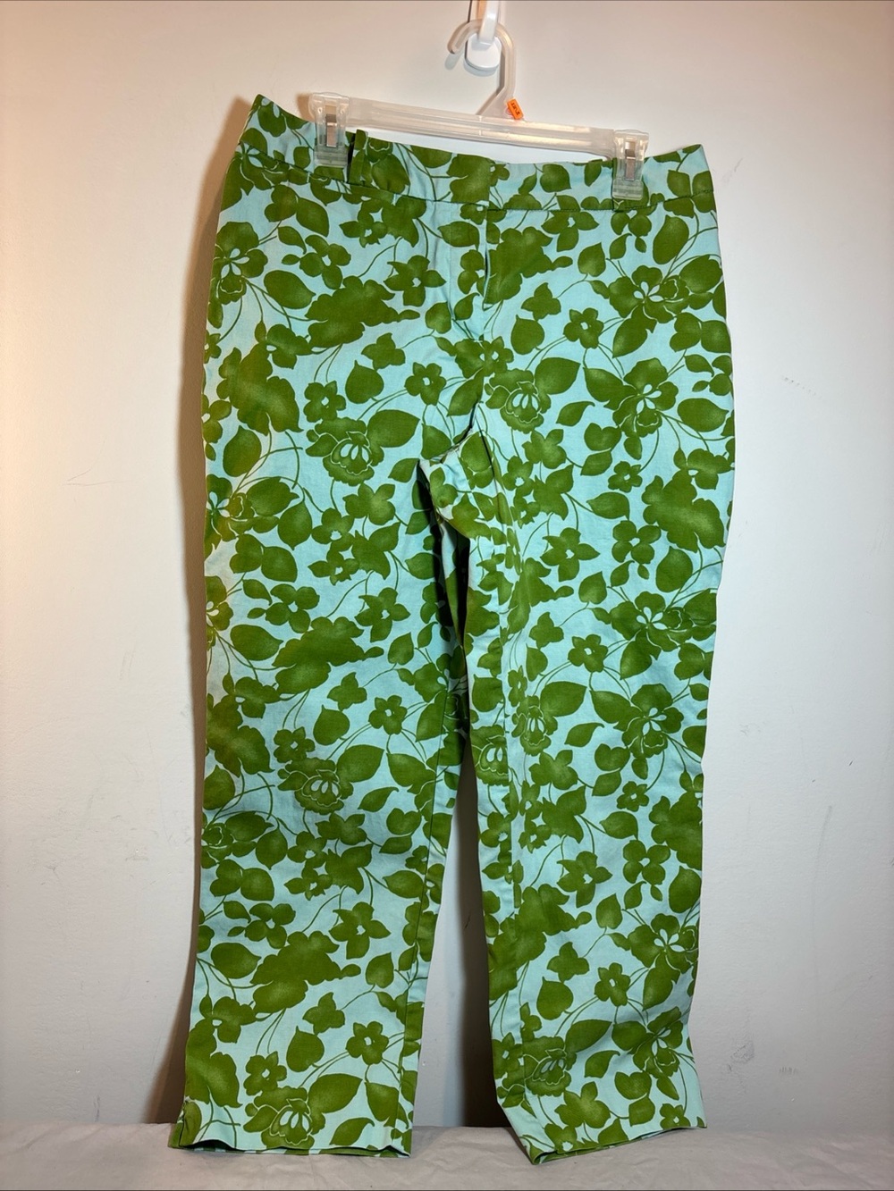 Talbots Mint and Green Floral Cotton Pants. 560